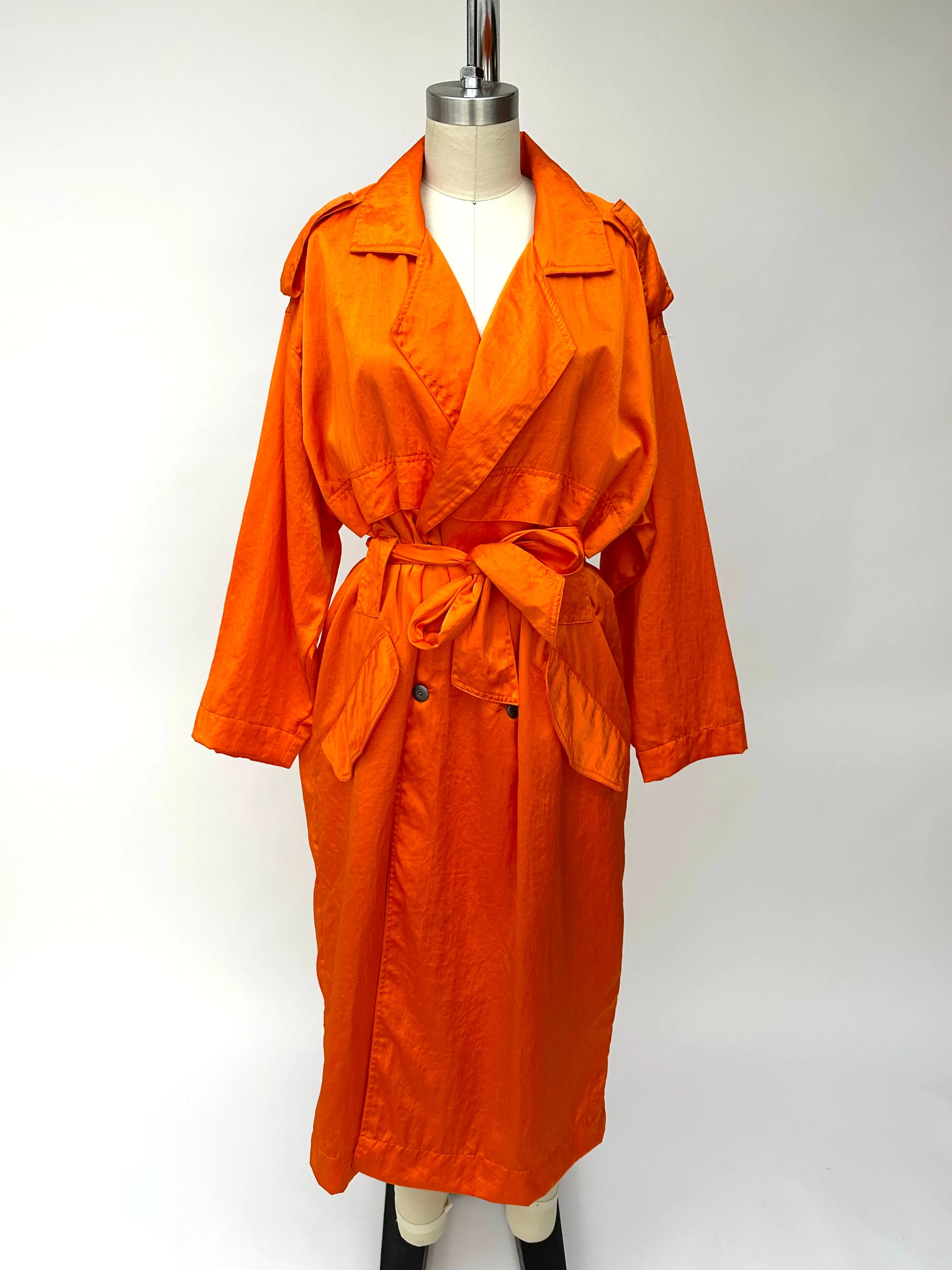 1990s Esprit Sport Neon Orange Trench Coat