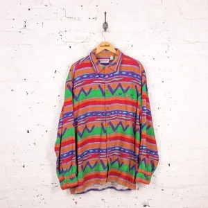 90s Flannel Pattern Shirt - Orange - XXL