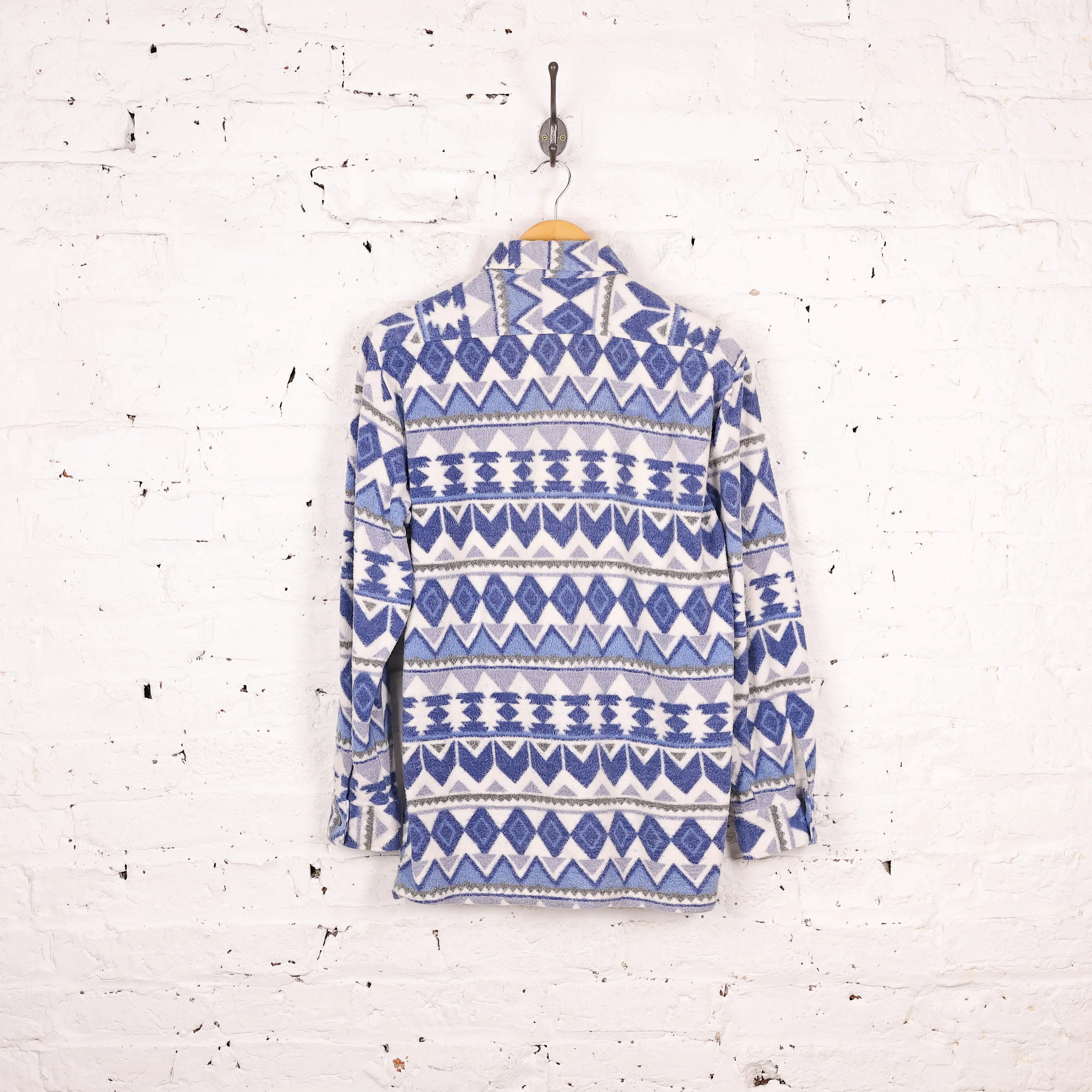 90s Pattern Flannel Shirt - Blue - M