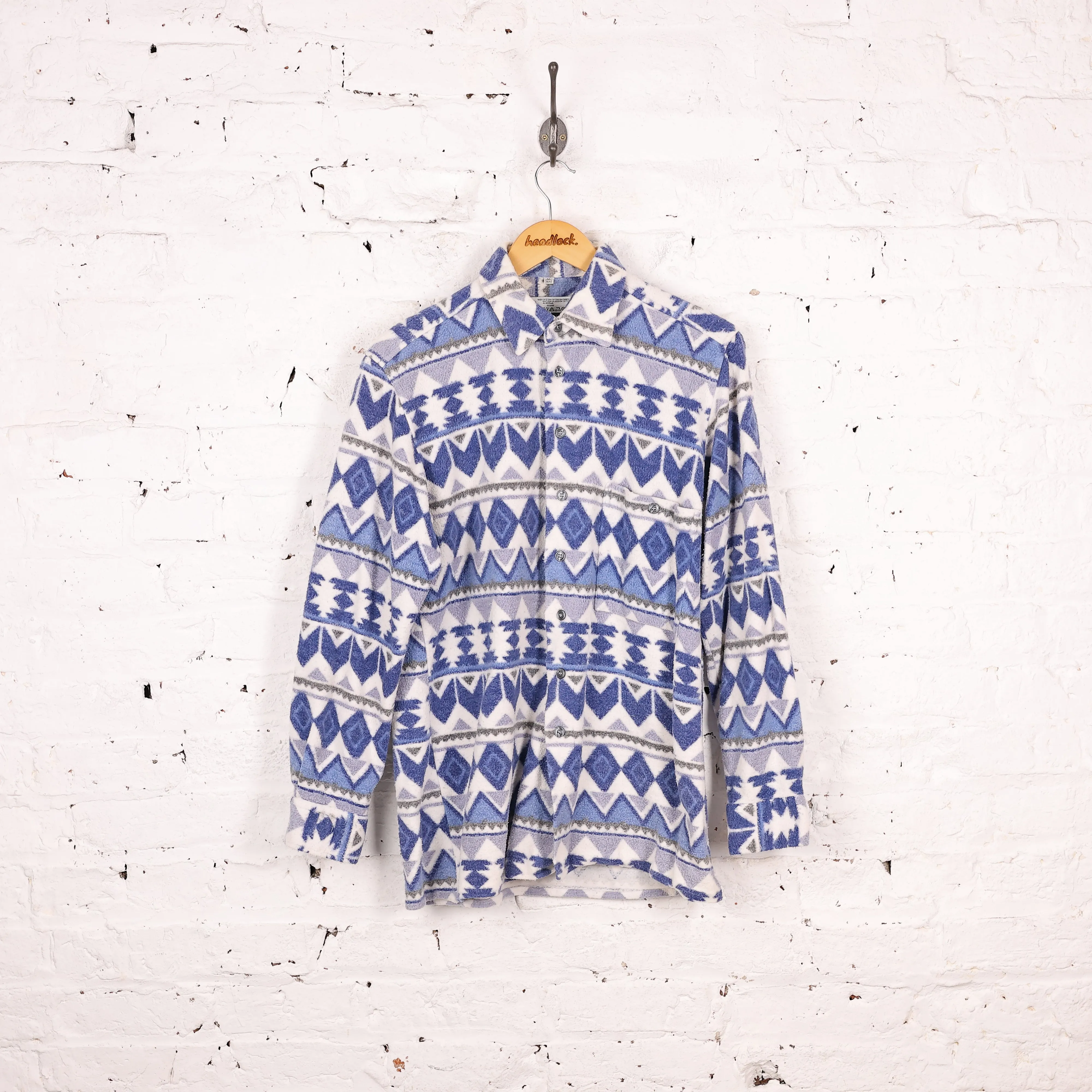 90s Pattern Flannel Shirt - Blue - M