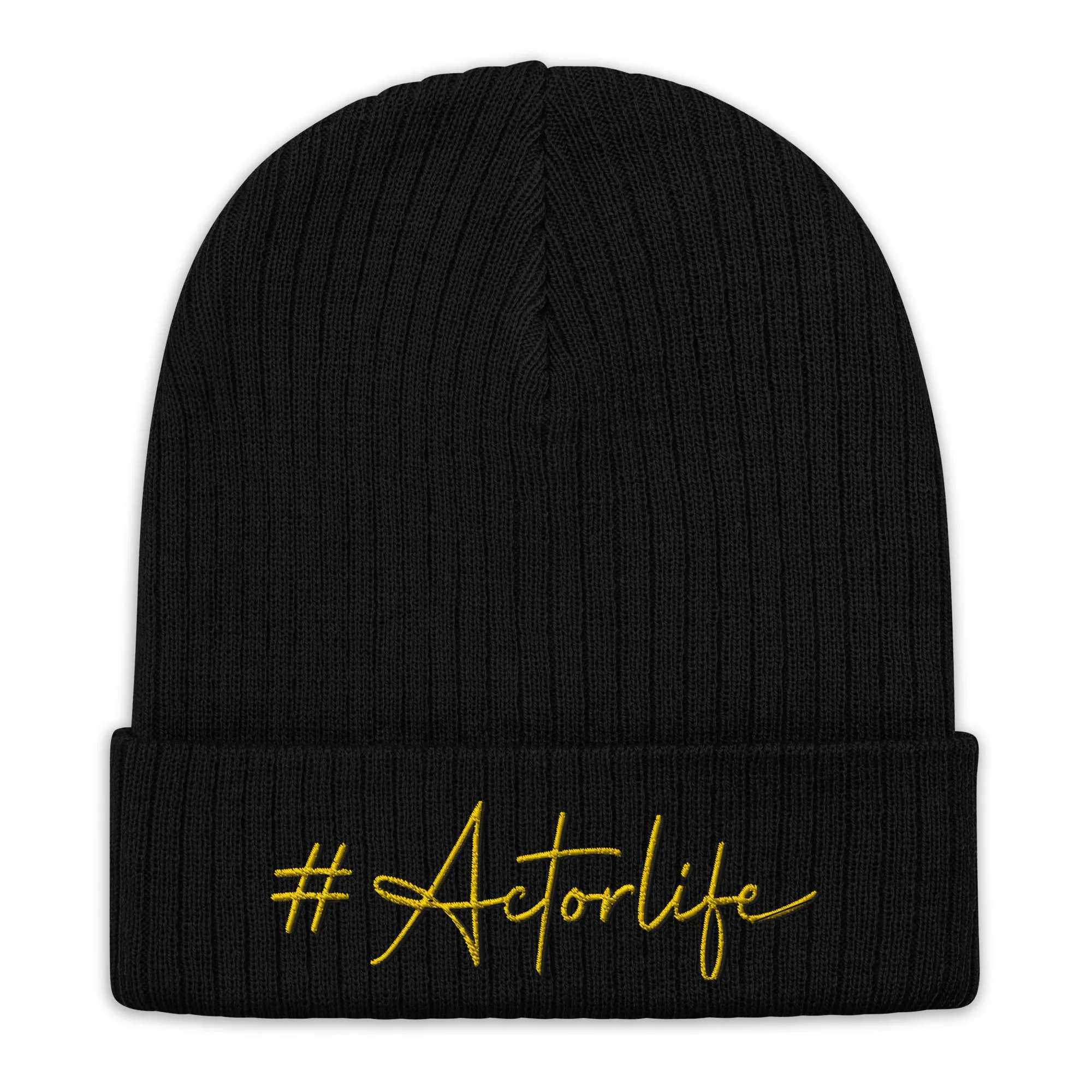 #Actorlife - Embroidered Ribbed knit beanie