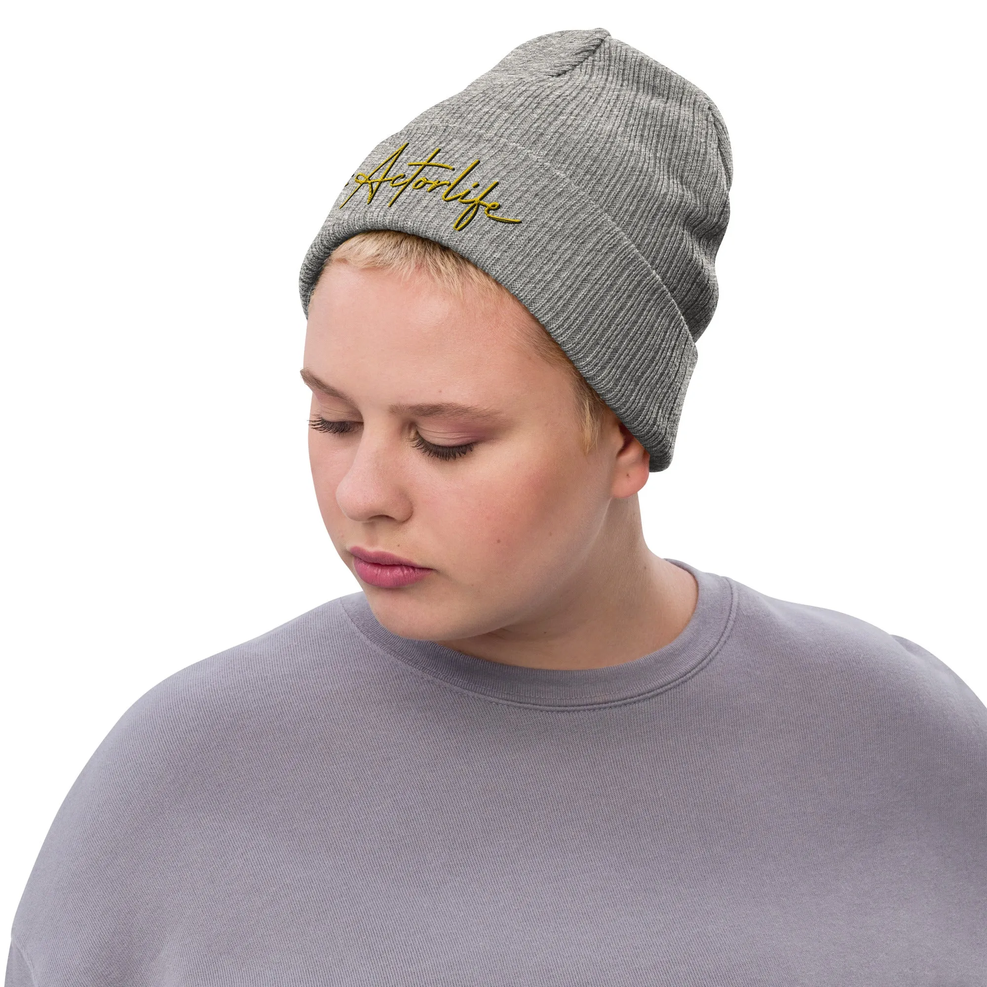#Actorlife - Embroidered Ribbed knit beanie