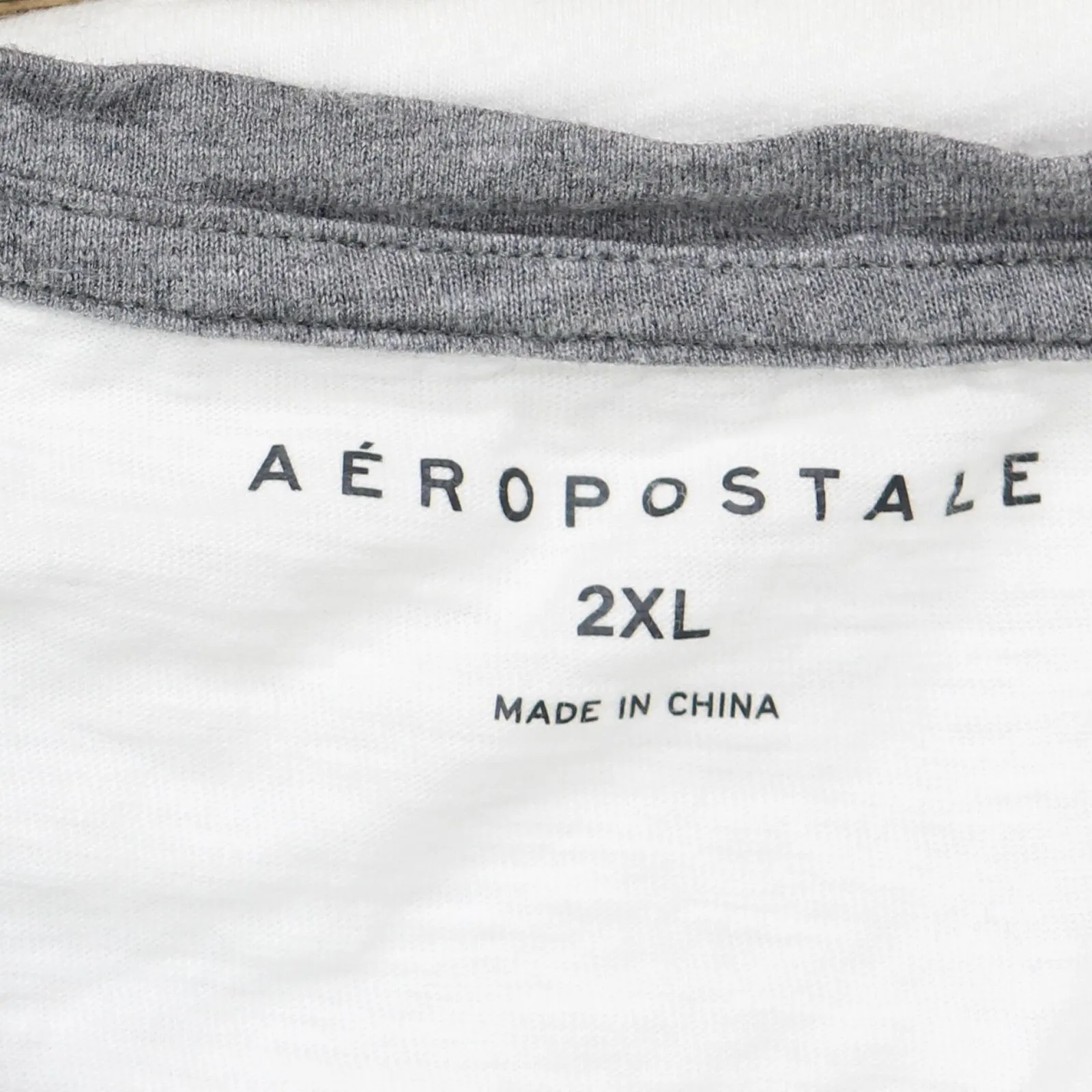 Aeropostale Mens Cotton Colorblock Long Sleeve Henley Shirt White / Gray 2XL