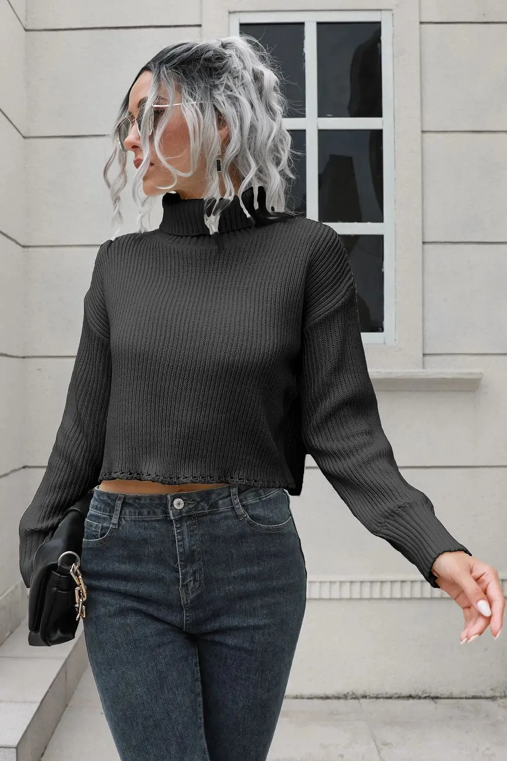 'Anouk' Turtleneck Cropped Sweater