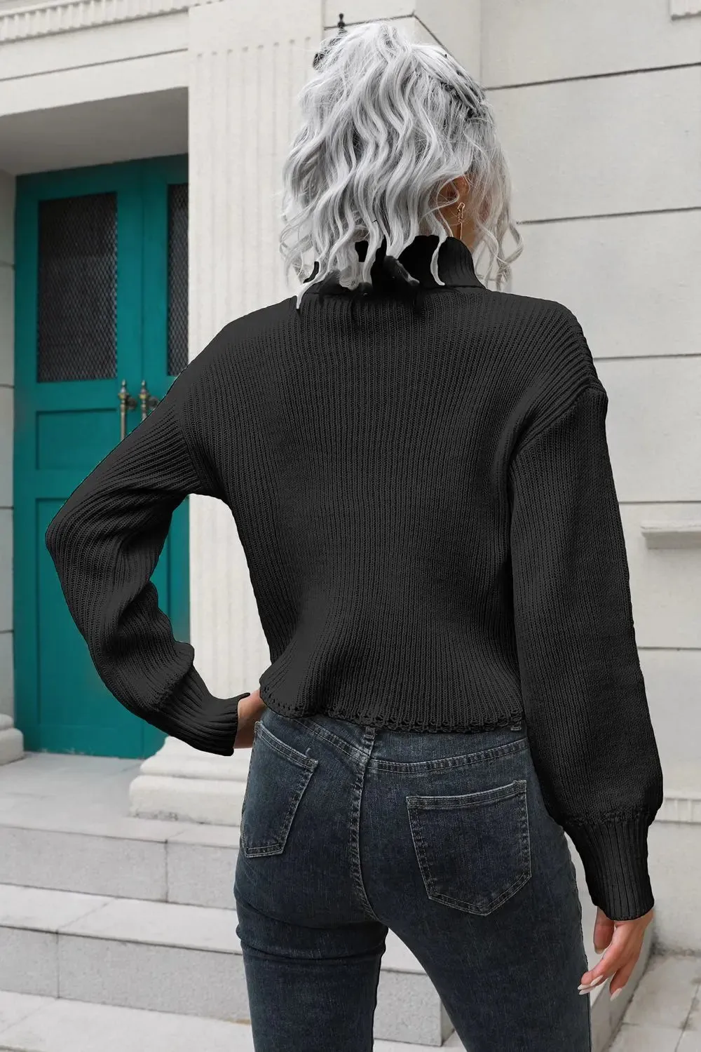 'Anouk' Turtleneck Cropped Sweater