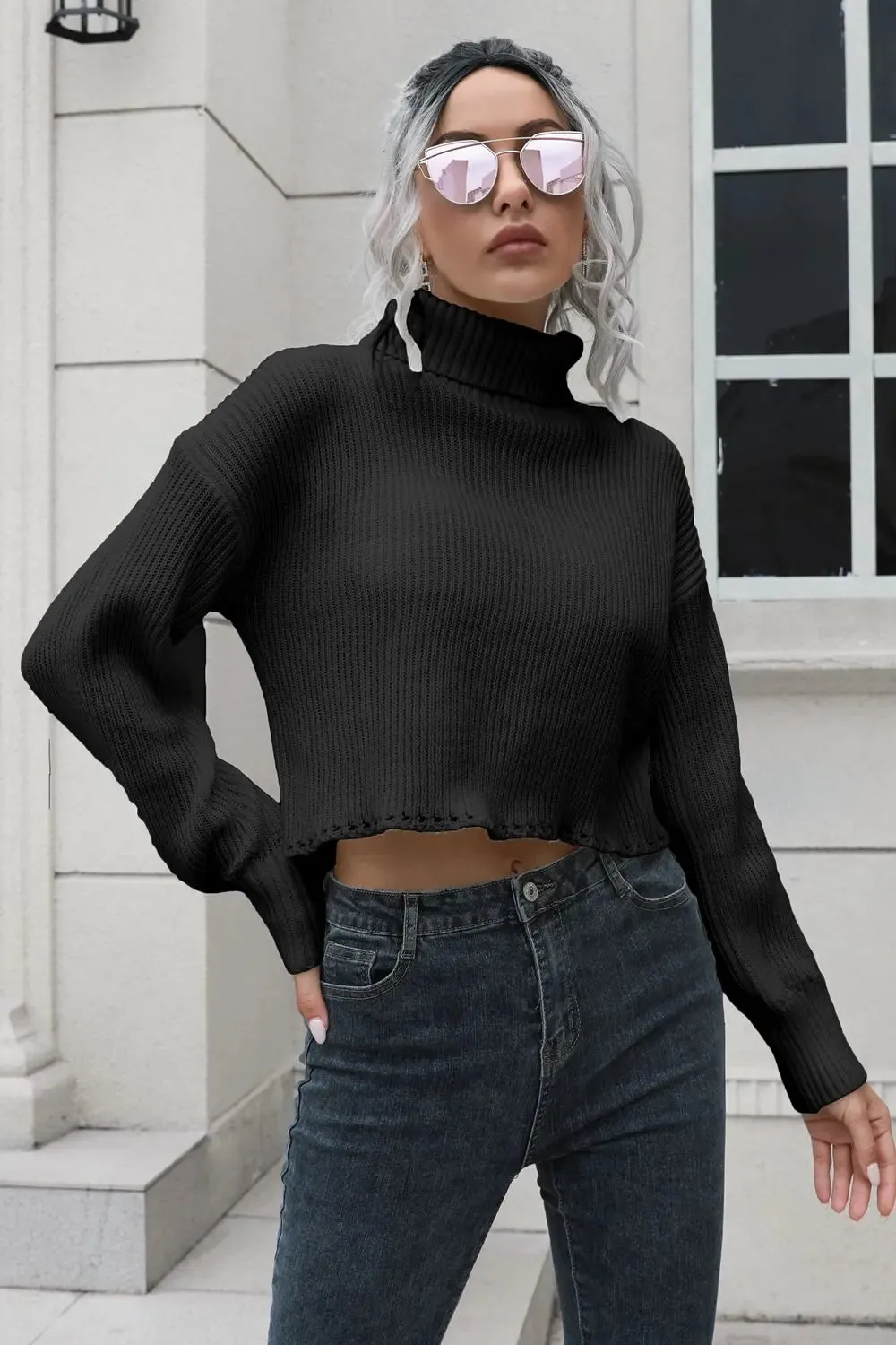'Anouk' Turtleneck Cropped Sweater