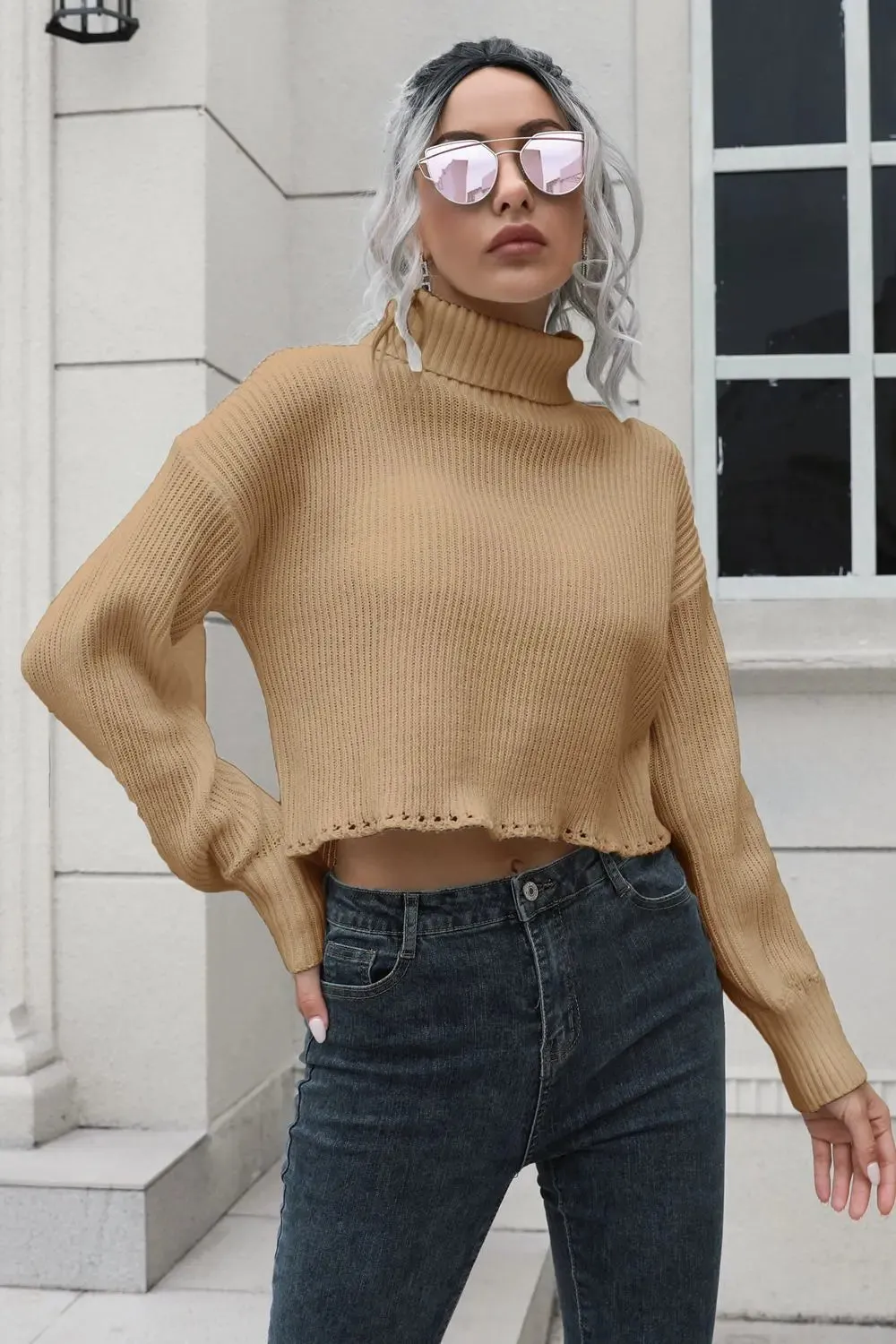 'Anouk' Turtleneck Cropped Sweater