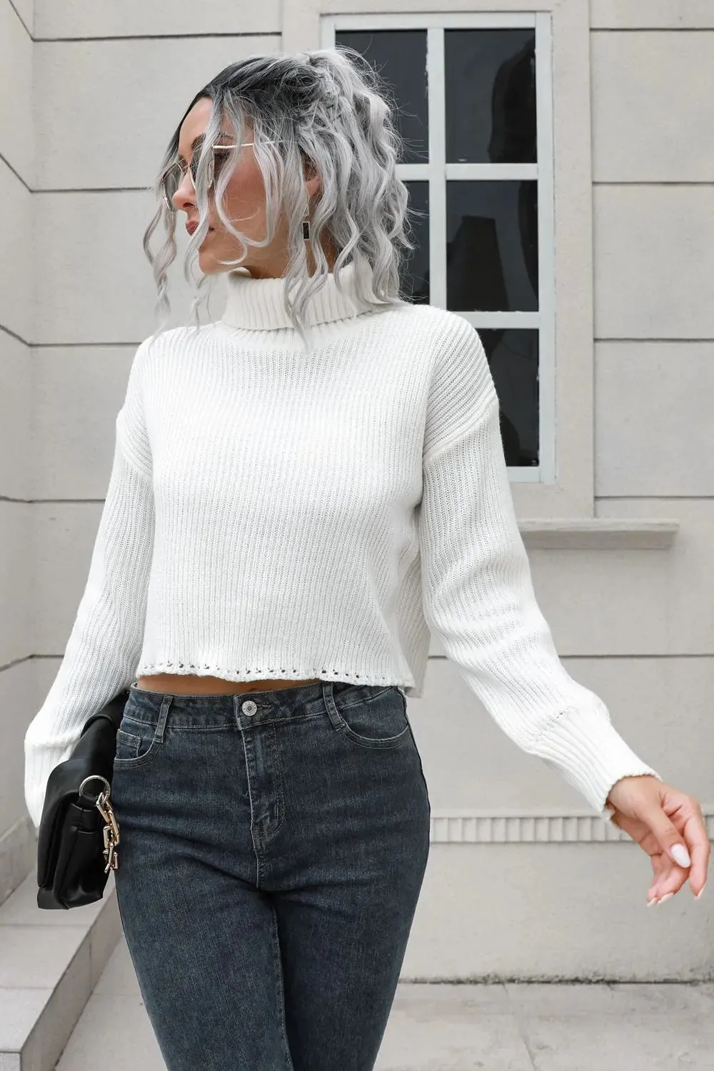 'Anouk' Turtleneck Cropped Sweater