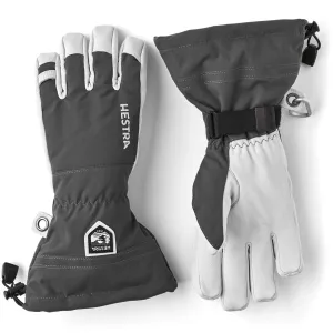 Army Leather Heli Ski Gloves in Grey