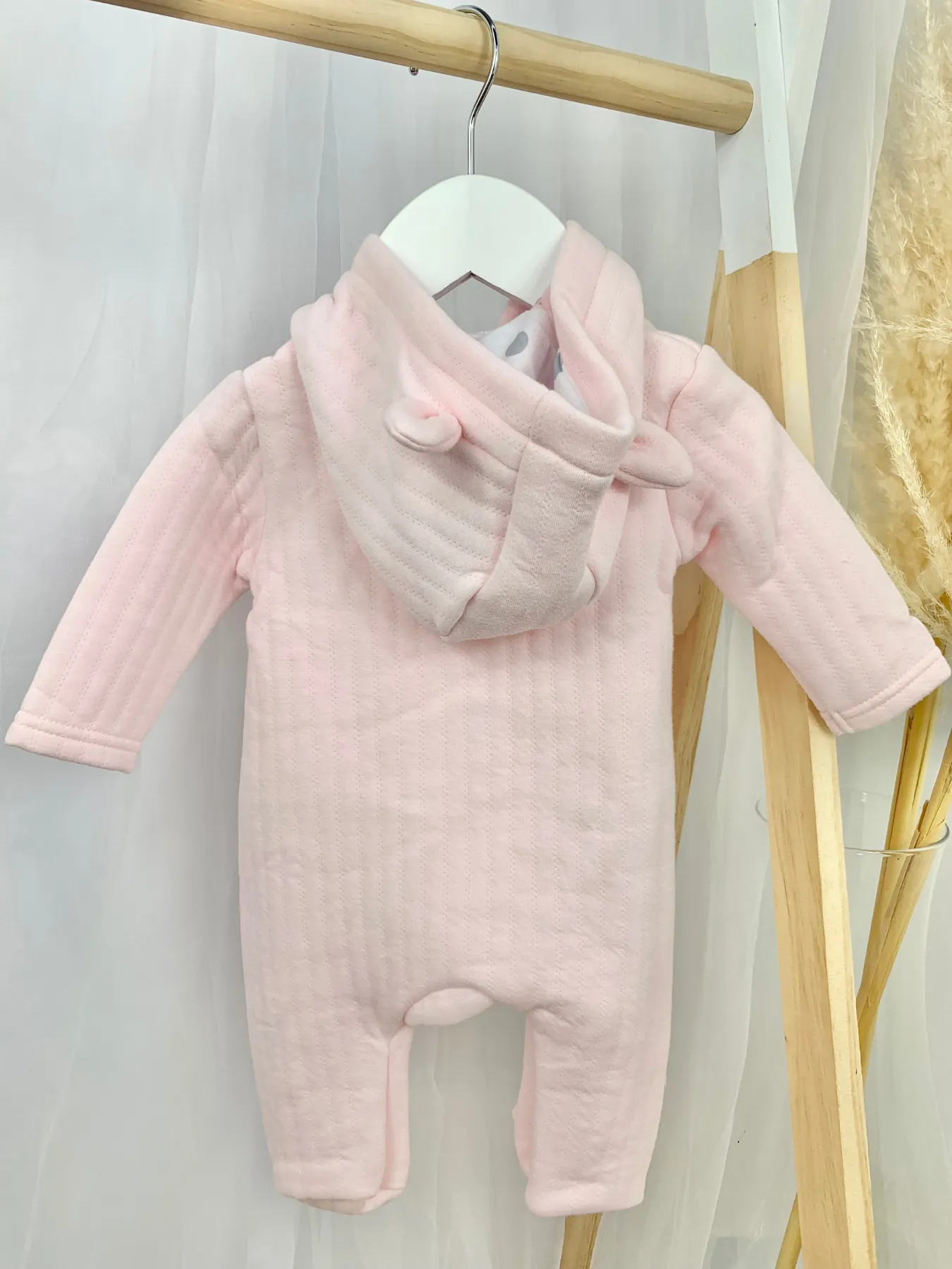 Baby Girl Quilted Bunny Pramsuit