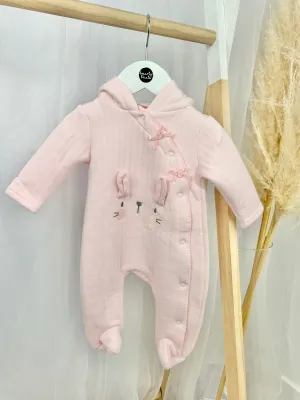 Baby Girl Quilted Bunny Pramsuit