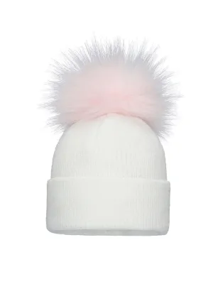 Baby Knit Colour Block Single Pom Pom Hat