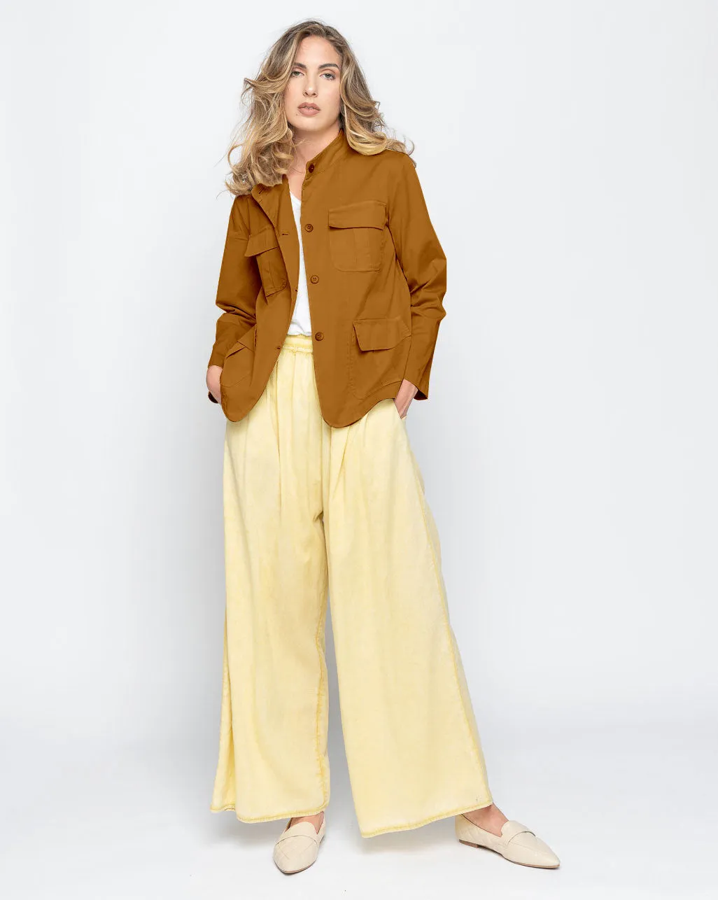 Band Collar Button-Up Field Jacket