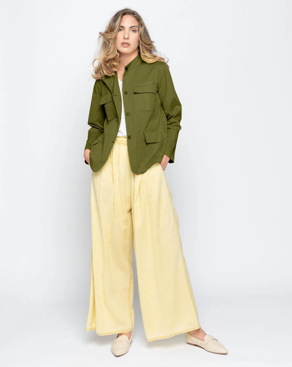Band Collar Button-Up Field Jacket