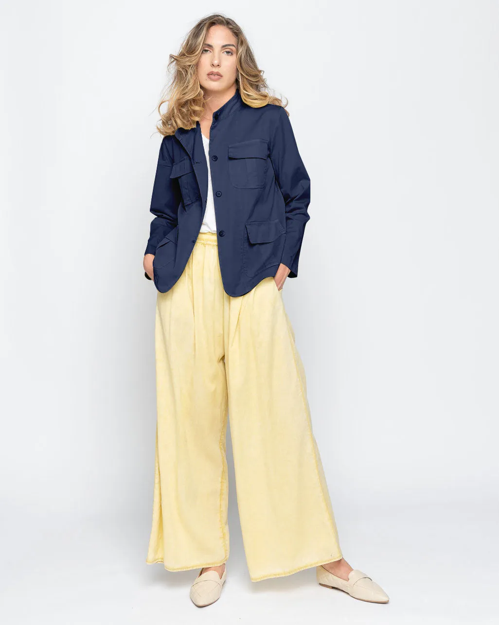 Band Collar Button-Up Field Jacket