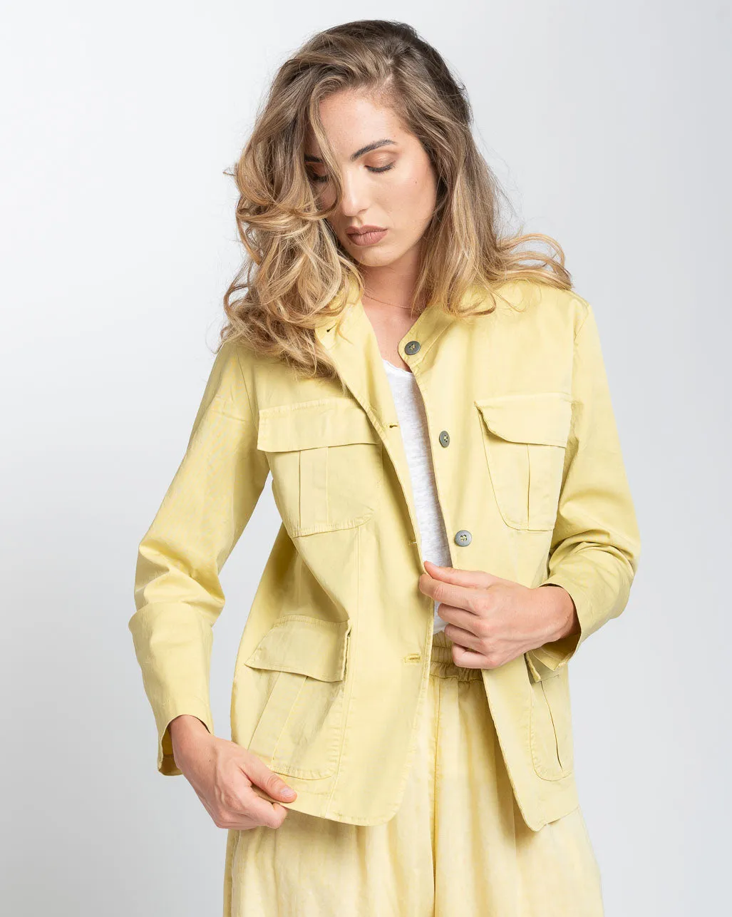 Band Collar Button-Up Field Jacket