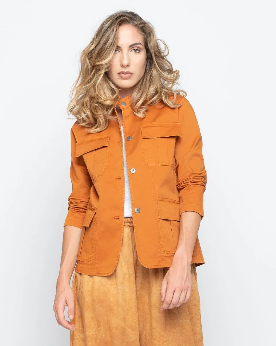 Band Collar Button-Up Field Jacket