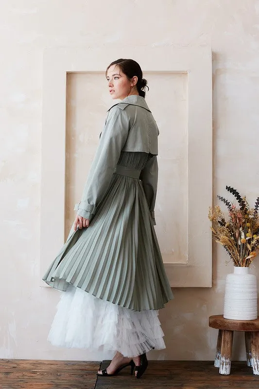 Belted Trench Coat With Pleated Back