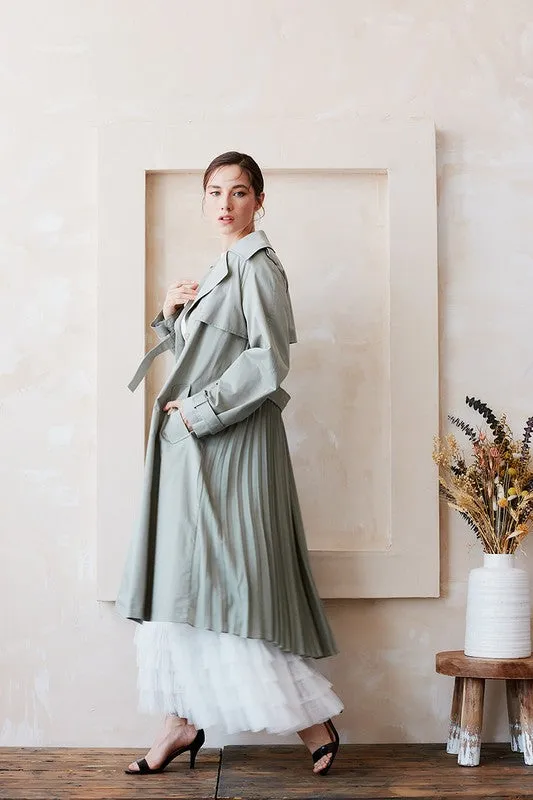 Belted Trench Coat With Pleated Back