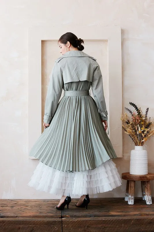 Belted Trench Coat With Pleated Back