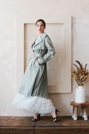 Belted Trench Coat With Pleated Back