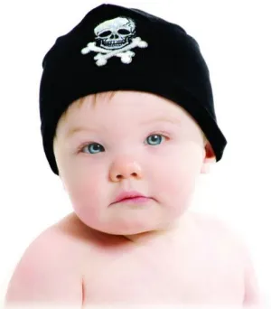 Black Applique Hat with Black Skull