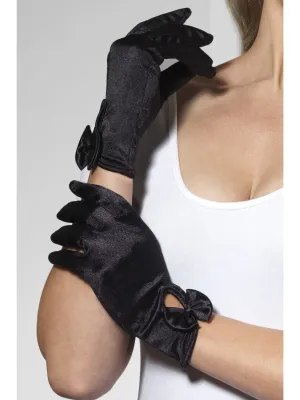 Black Short Gloves with Bow