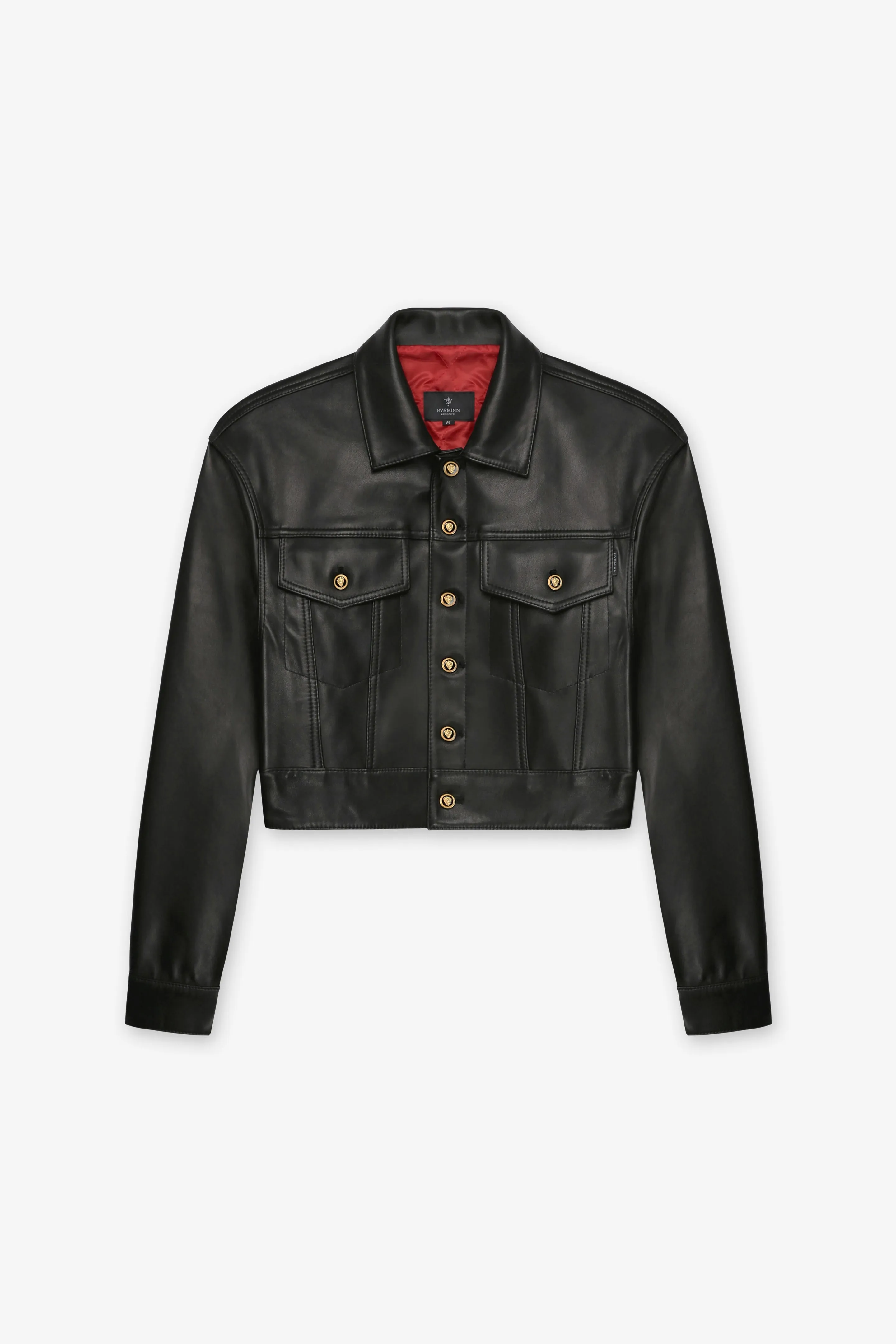 BLACK TRUCKER JACKET WITH GOLD BUTTONS