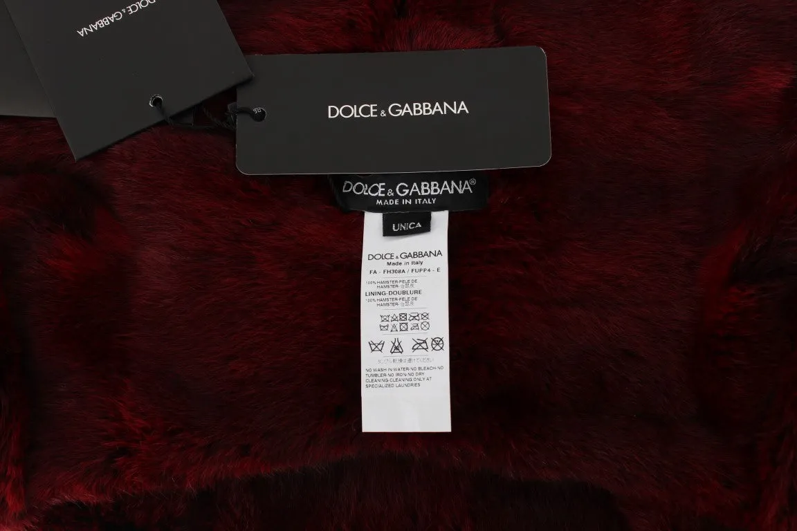 Bordeaux Hamster Fur Crochet Hood Scarf Hat