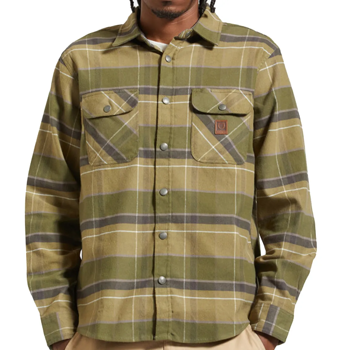 Brixton - Builders Bowery Flannel Dill/Olive Surplus/Washed Black