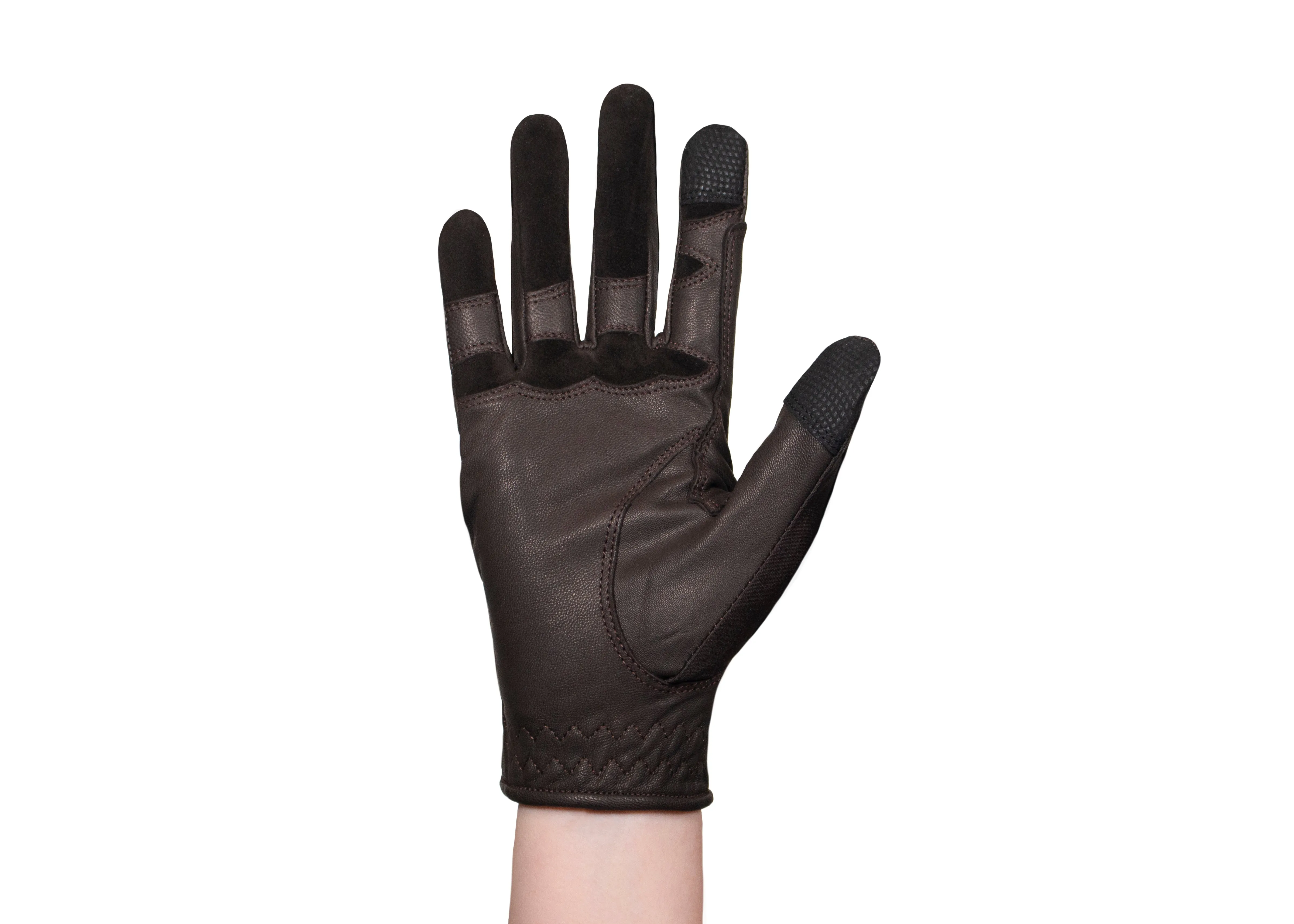 Brown Glitter Leather Touchscreen Friendly Gloves