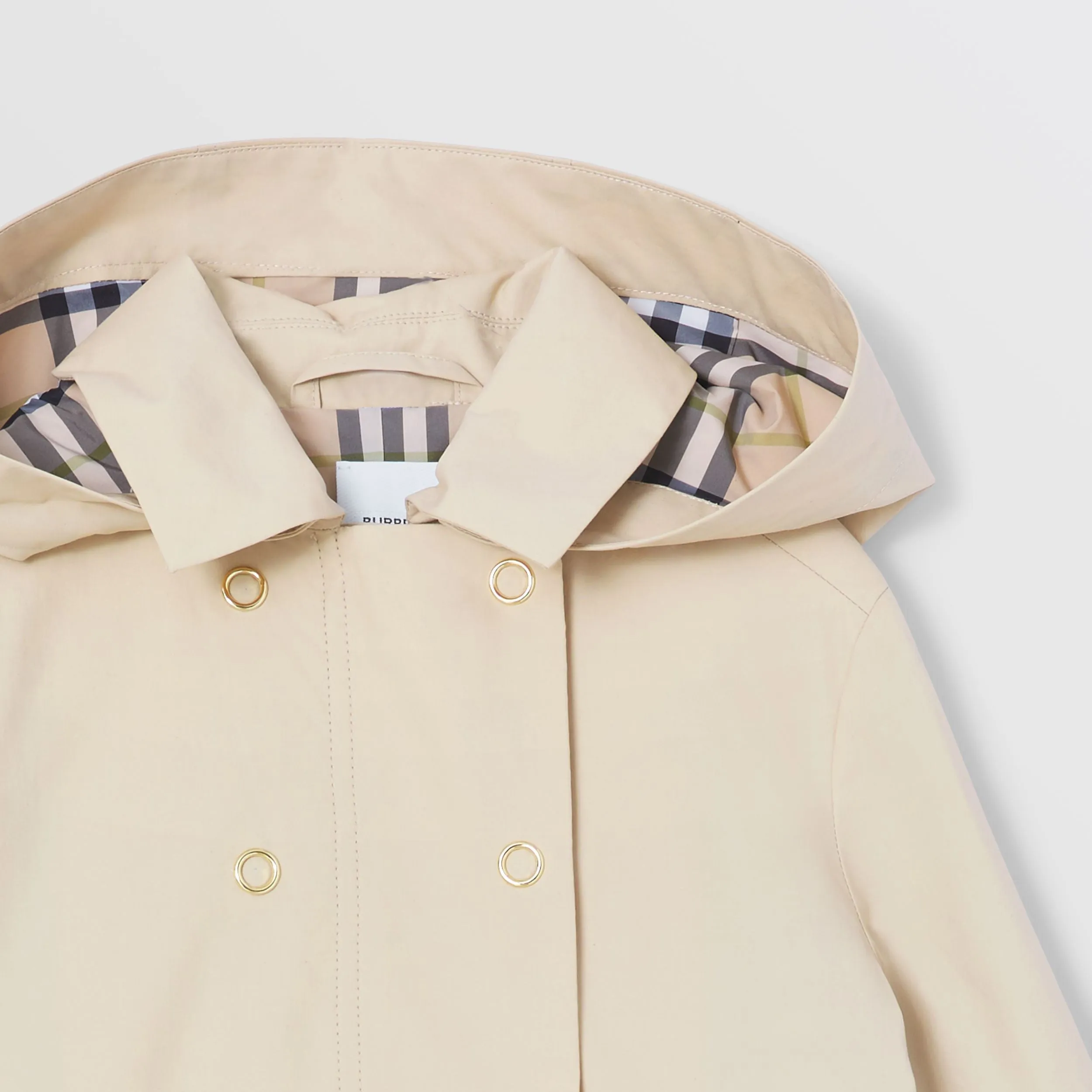 Burberry Detachable Hood Cotton Trench Coat
