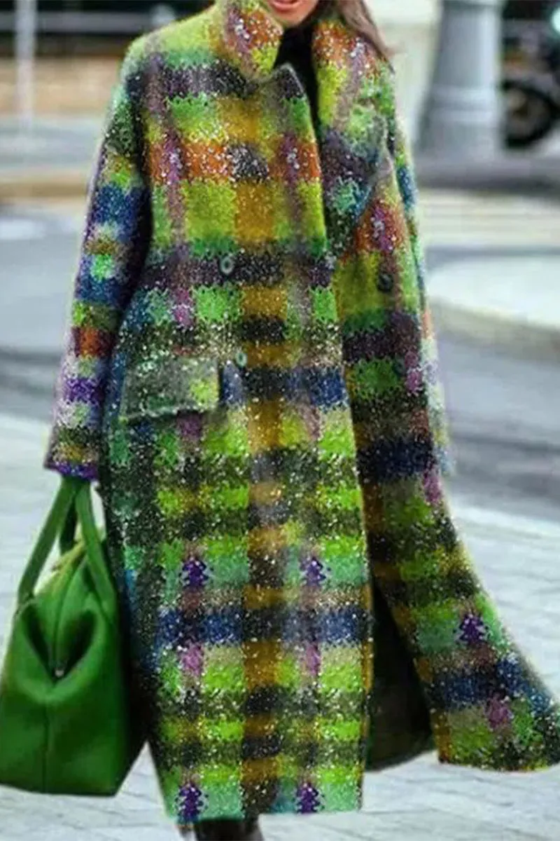 Casual Street Geometric Printing Turndown Collar Outerwear