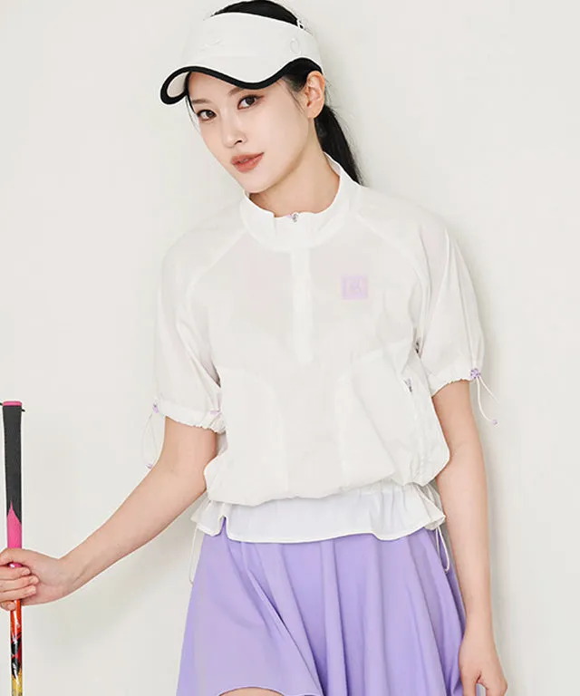 CHUCUCHU  Shirring Short Sleeve Anorak Outer - White