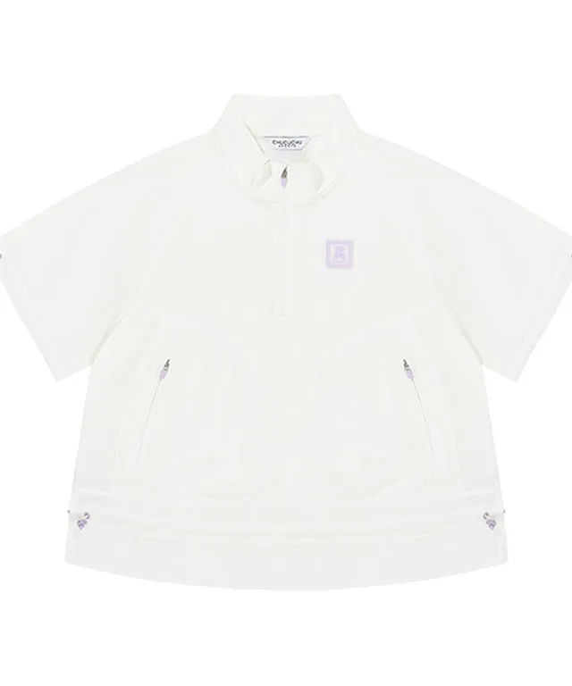 CHUCUCHU  Shirring Short Sleeve Anorak Outer - White