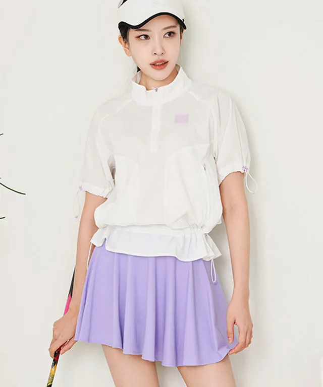 CHUCUCHU  Shirring Short Sleeve Anorak Outer - White