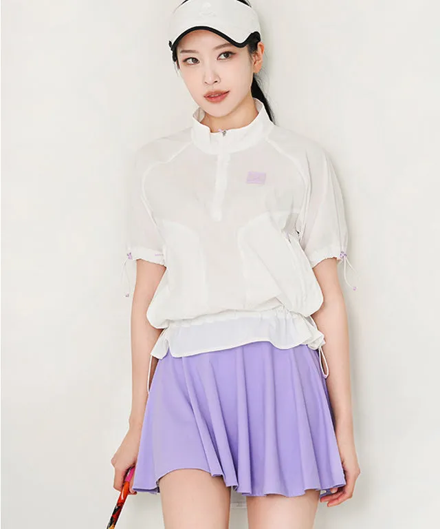 CHUCUCHU  Shirring Short Sleeve Anorak Outer - White