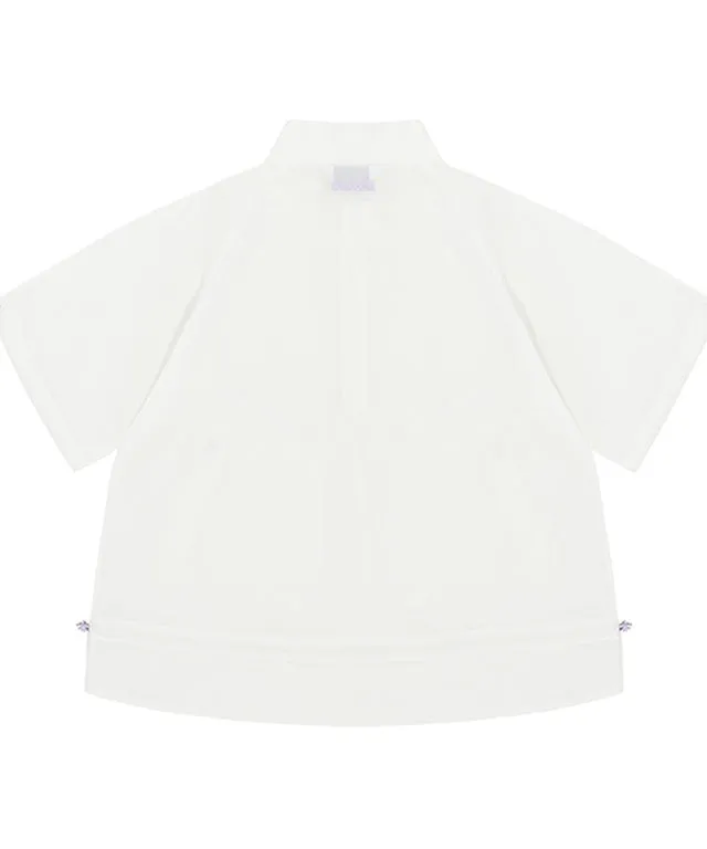 CHUCUCHU  Shirring Short Sleeve Anorak Outer - White