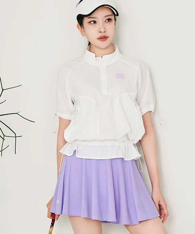 CHUCUCHU  Shirring Short Sleeve Anorak Outer - White
