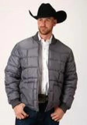 CL03-097-0761-0527-XXL-Silver Mens Roper Quilted Poly Filled Jacket