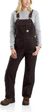 CL104049-S-Regular Carhartt Lined Bib Ovrll Relaxed Fit Brown