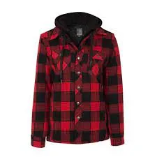 CLPF415-XL-Red Blk Jacket Plaid with Lining & Hood