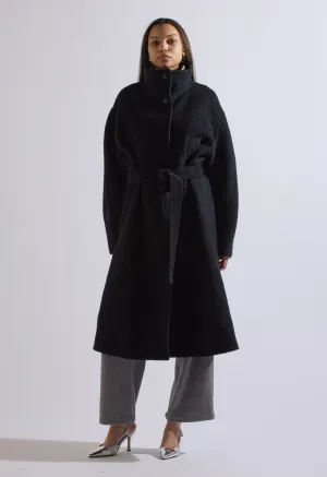 Collared Wool Trench In Midnight