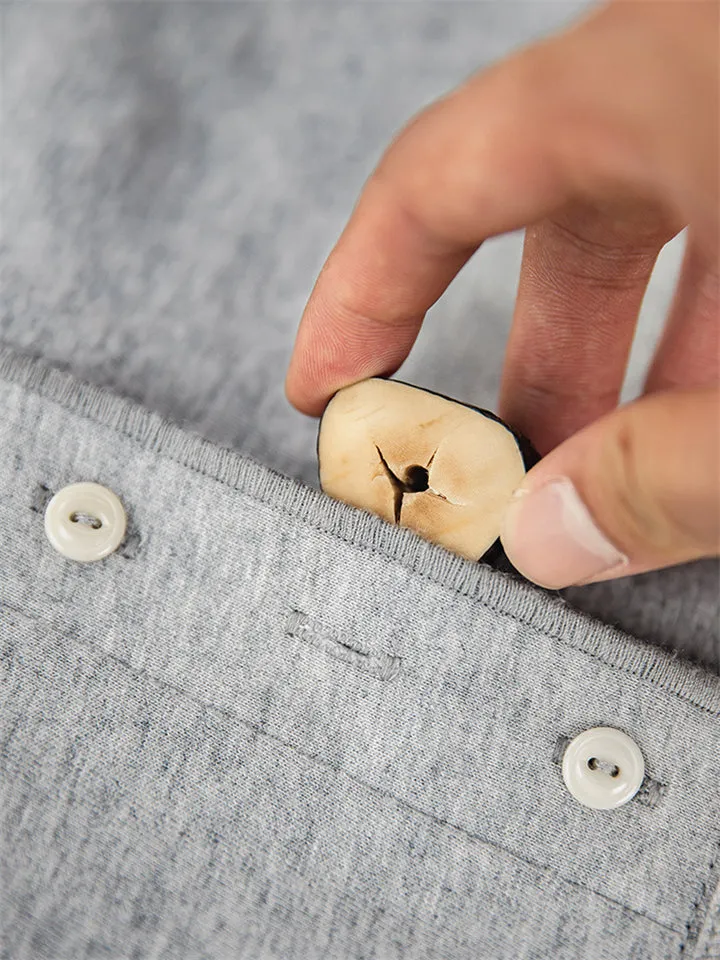 Comfortable Solid Color Workwear Henley Shirt for Men