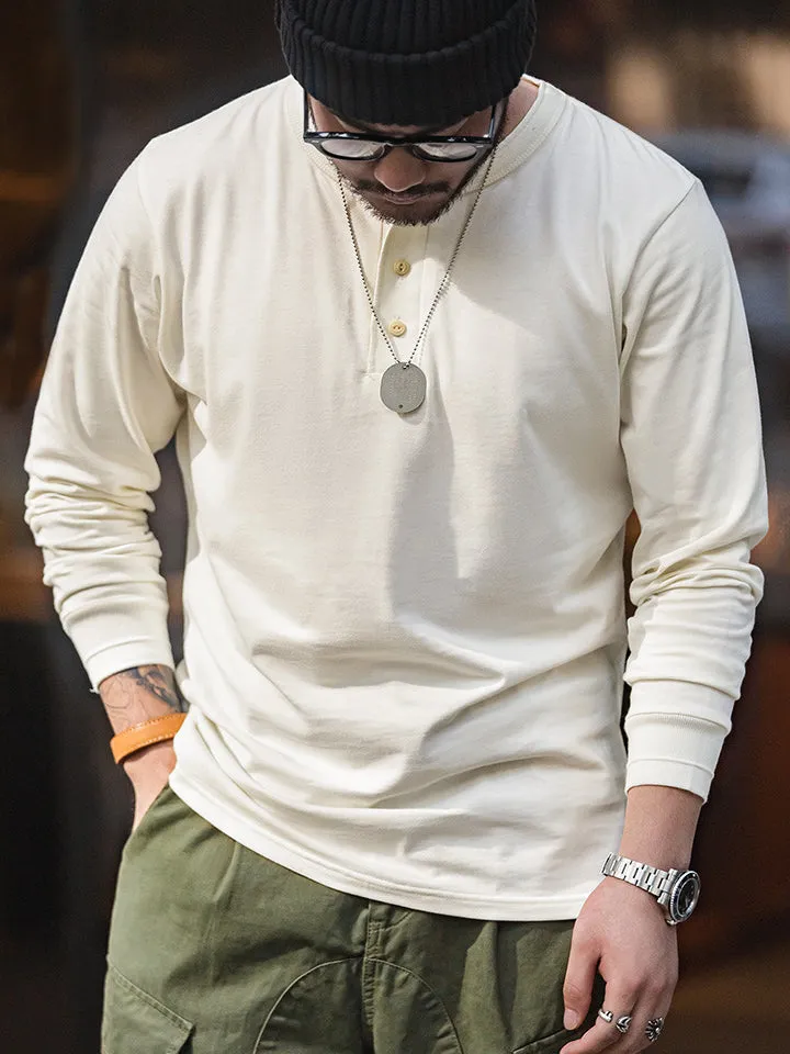 Comfortable Solid Color Workwear Henley Shirt for Men