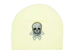 Cream Applique Hat with Black Skull