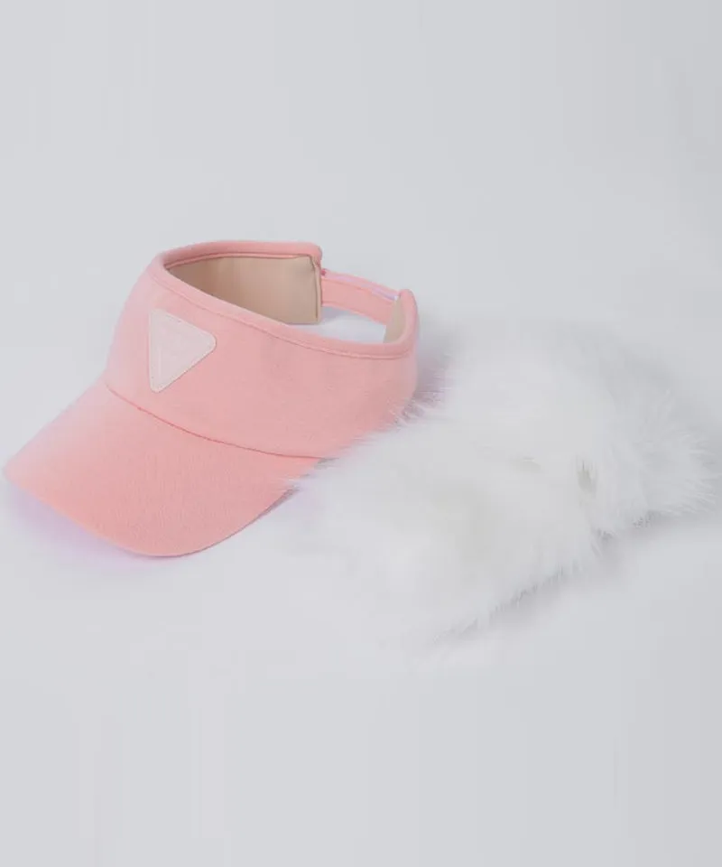 CREVE NINE: Ear-Shaped Fur Visor - Pink