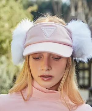 CREVE NINE: Ear-Shaped Fur Visor - Pink