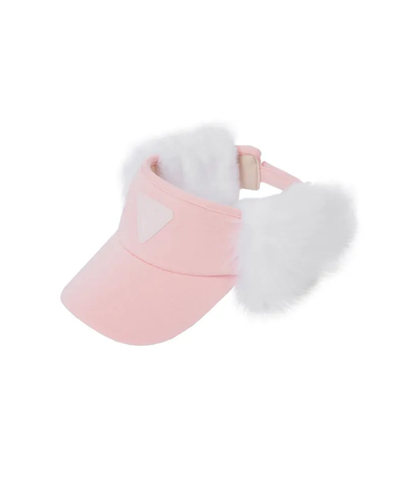 CREVE NINE: Ear-Shaped Fur Visor - Pink