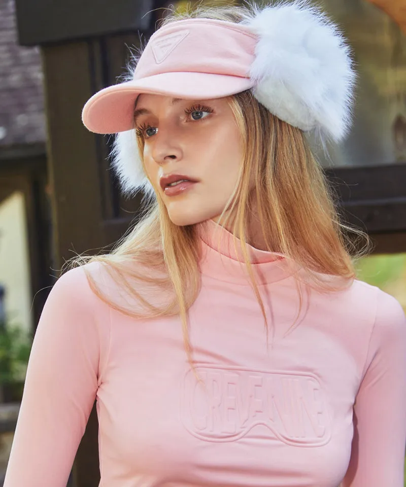 CREVE NINE: Ear-Shaped Fur Visor - Pink